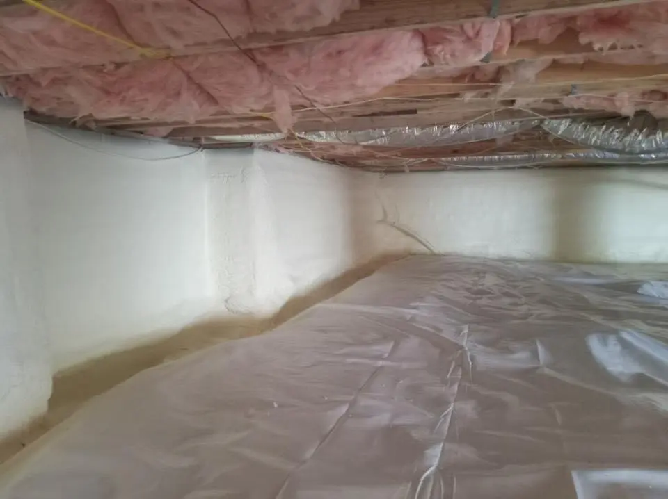 Crawl space encapsulation with closed-cell spray foam for Roof Leak Repair in Dover